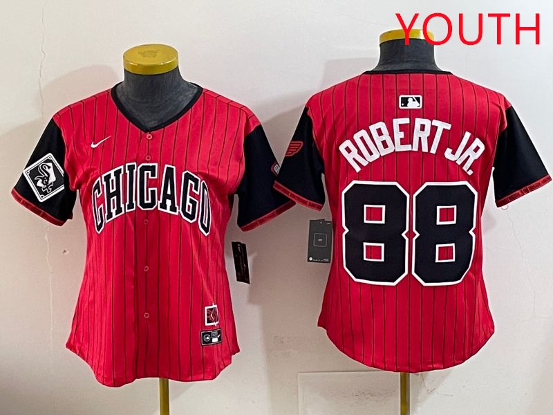 Youth 2025 Chicago White Sox #88 Robert jr Red Joint Name Nike MLB Jersey style 13->youth mlb jersey->Youth Jersey